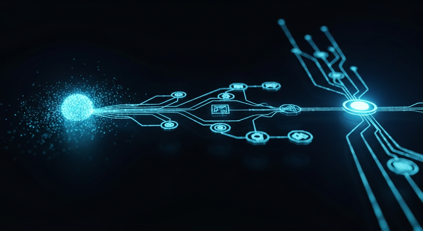 AI data analysis workflow showing automated insight generation from raw data to business decisions 2026
