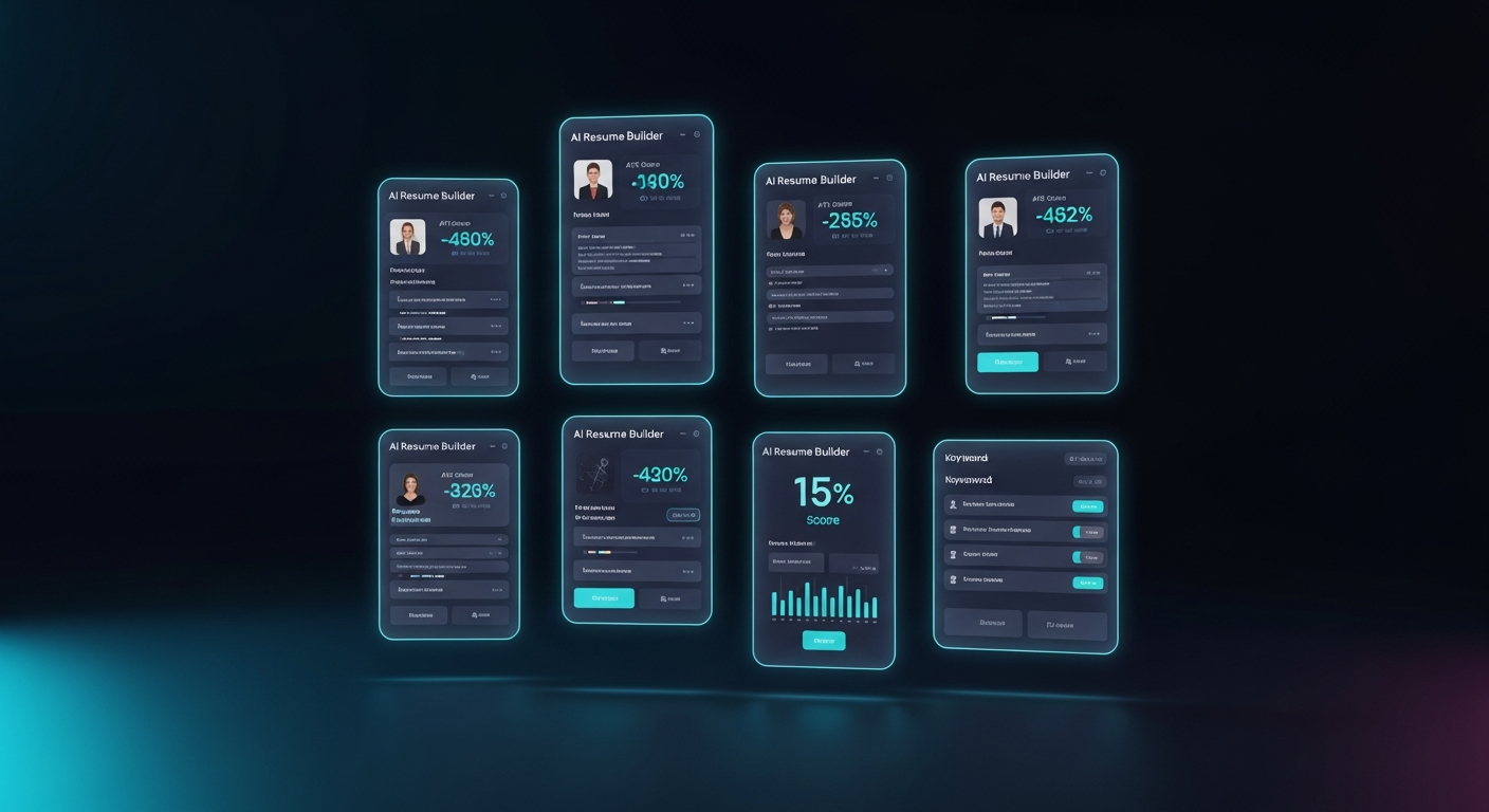 Comparison of AI resume builder interfaces showing different template styles and ATS scoring features