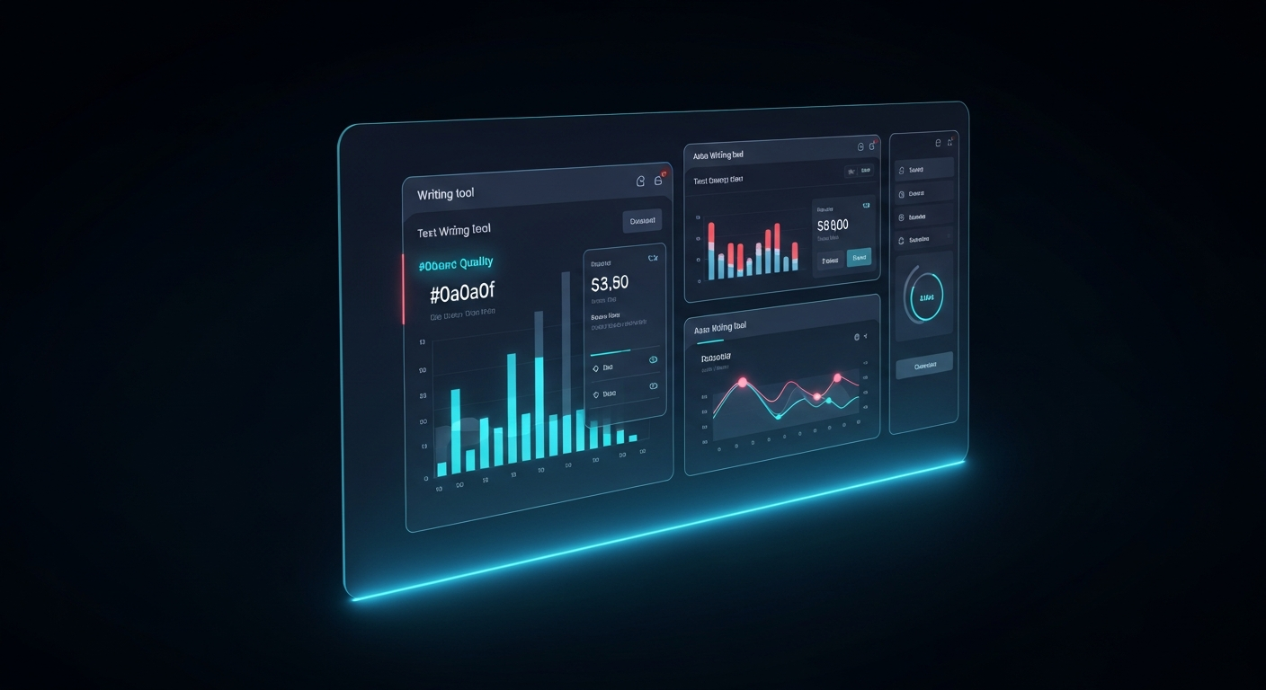 Comparison chart of six AI writing assistant tools ranked by score and features