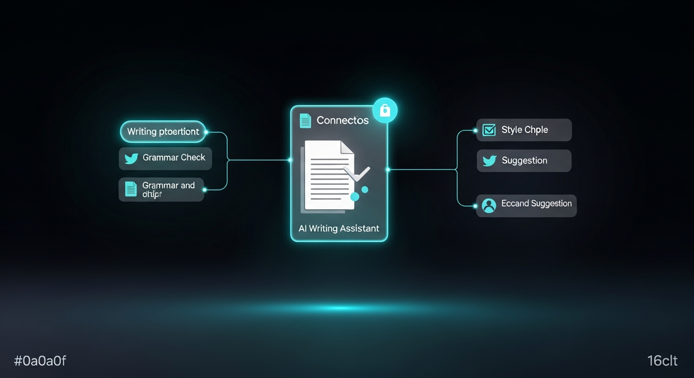 Professional workflow showing AI writing assistance integrated across multiple apps and platforms